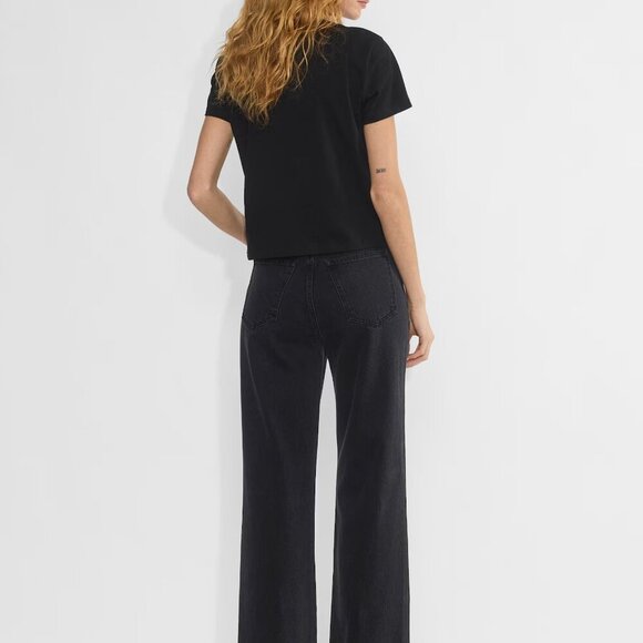 Aritzia Denim Forum The Farrah High Rise Wide Leg Jean Black Button Fly 28L/29 - Picture 13 of 15